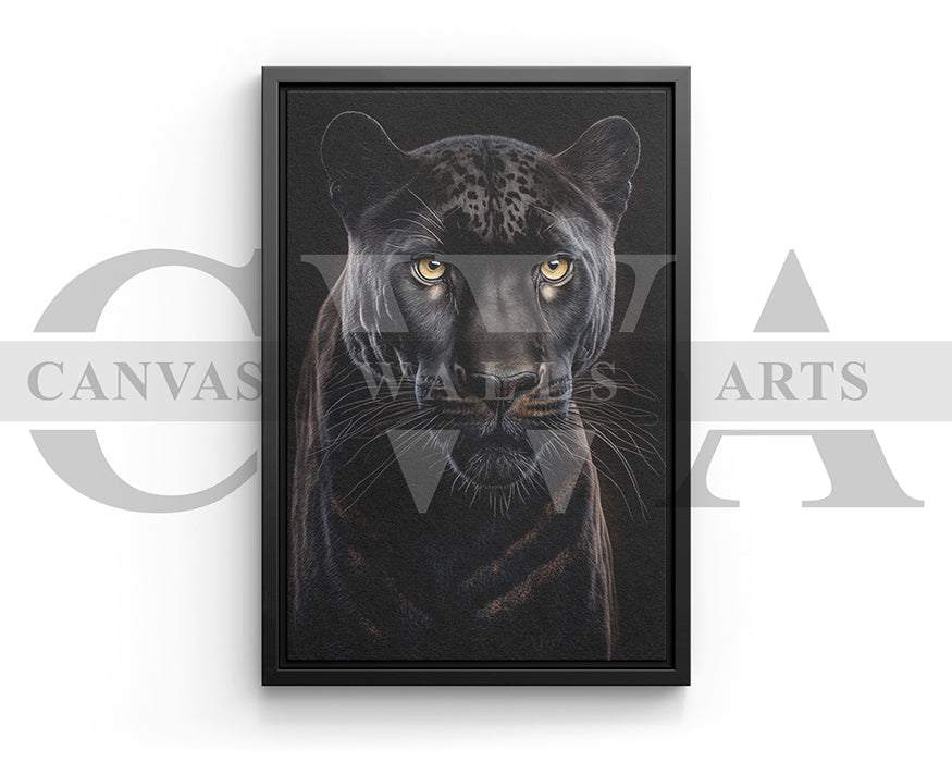 Black Leopard Canvas Wall Art Animal Poster Print