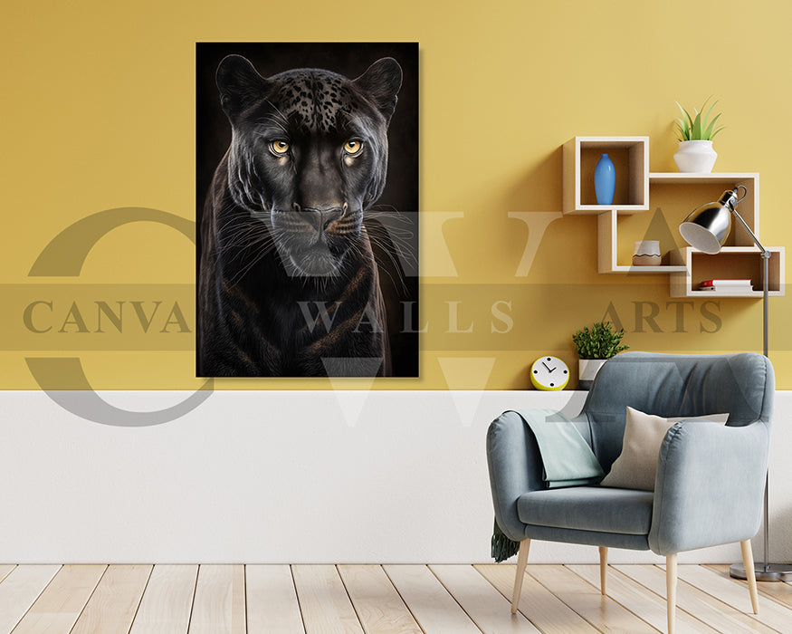 Black Leopard Canvas Wall Art Animal Poster Print