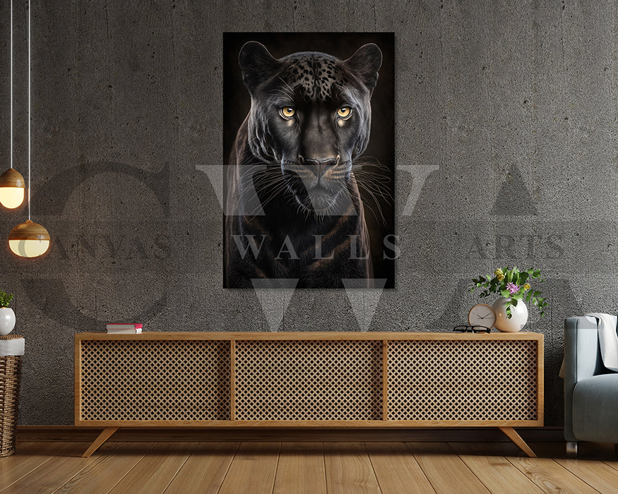 Black Leopard Canvas Wall Art Animal Poster Print