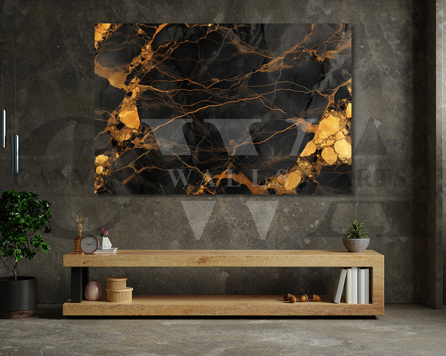 Black and Gold Marble Abstract Canvas Wall Art