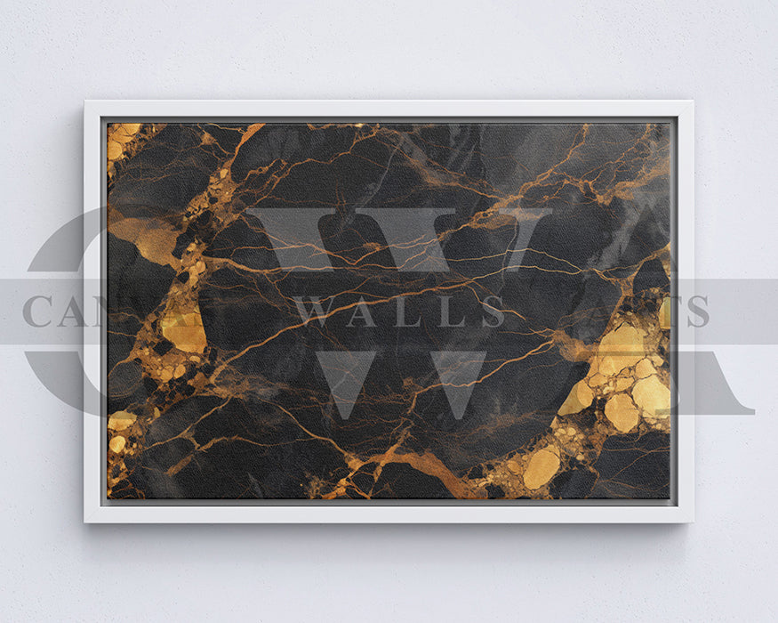 Black and Gold Marble Abstract Canvas Wall Art