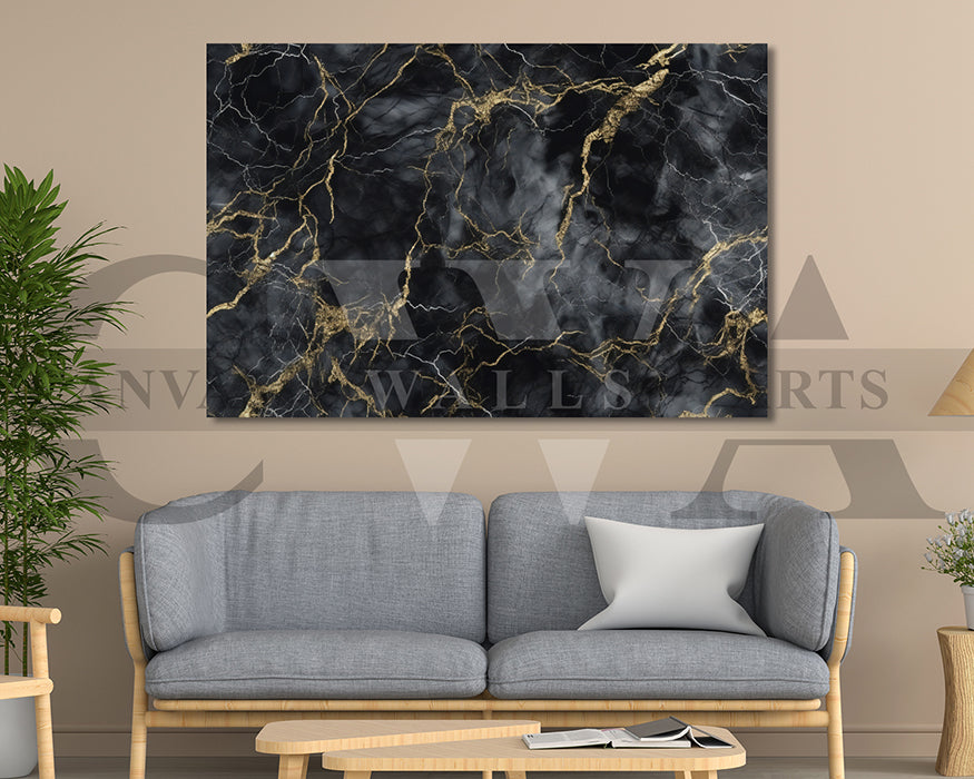 Black and Gold Marble Canvas Wall Art