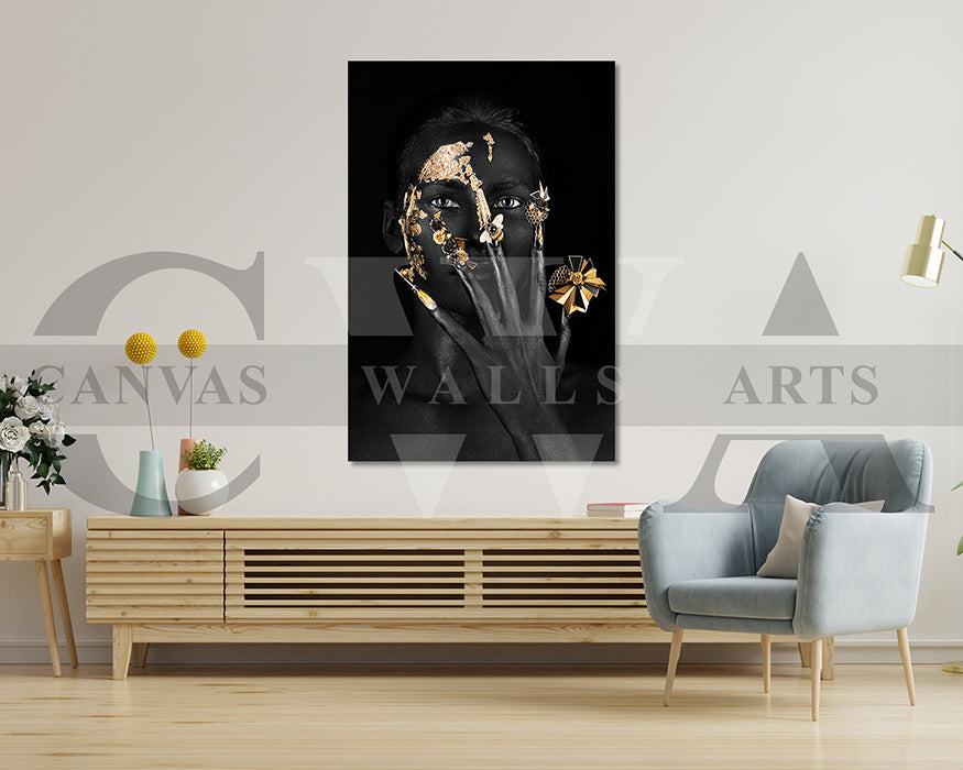 Black and Gold Woman Canvas Print