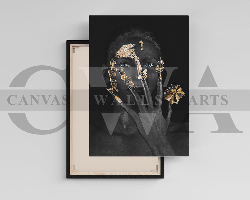 Black and Gold Woman Canvas Print