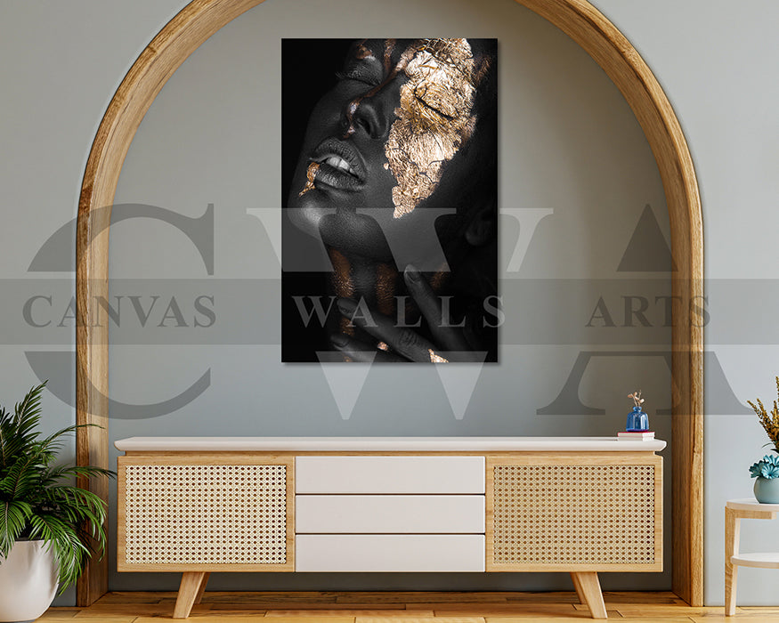 Black and Gold Woman Canvas Wall Art Wall Decor