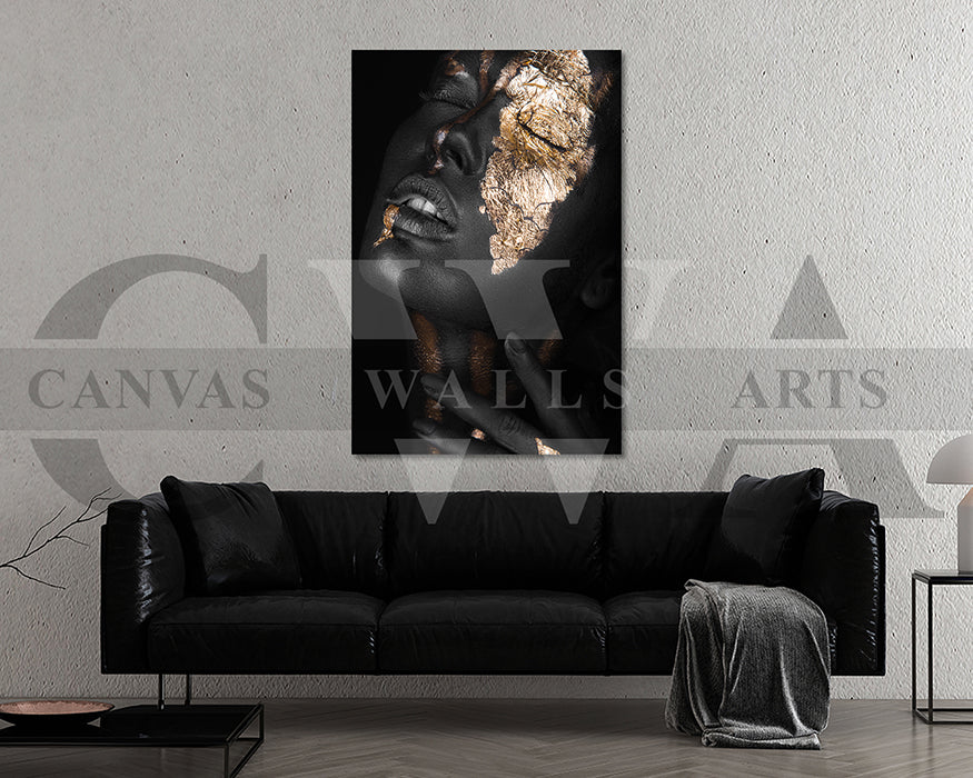 Black and Gold Woman Canvas Wall Art Wall Decor