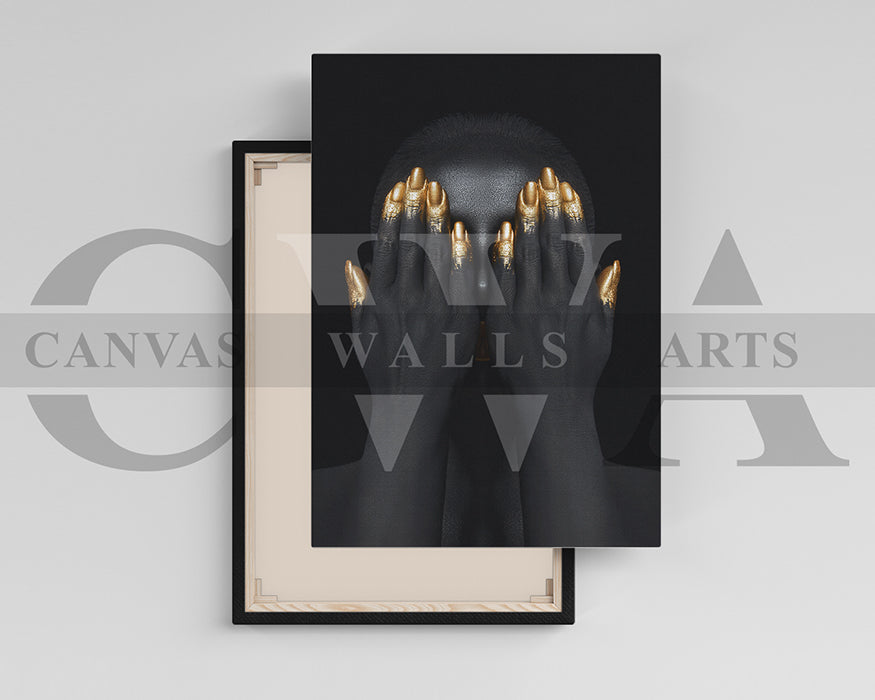 Black and Gold Woman Canvas Wall Art