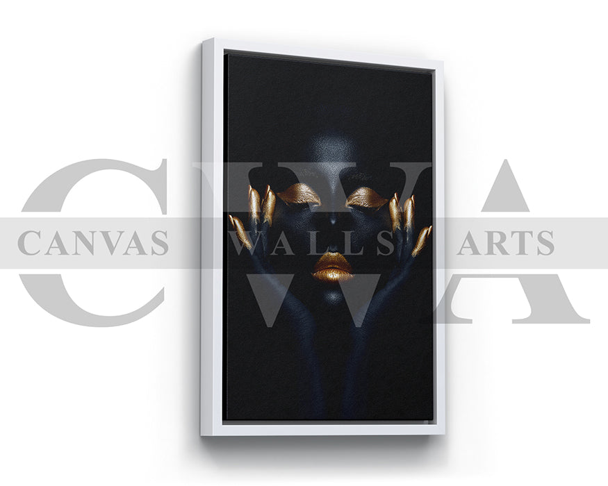 Black and Gold Woman Canvas Wall Art African Poster Print