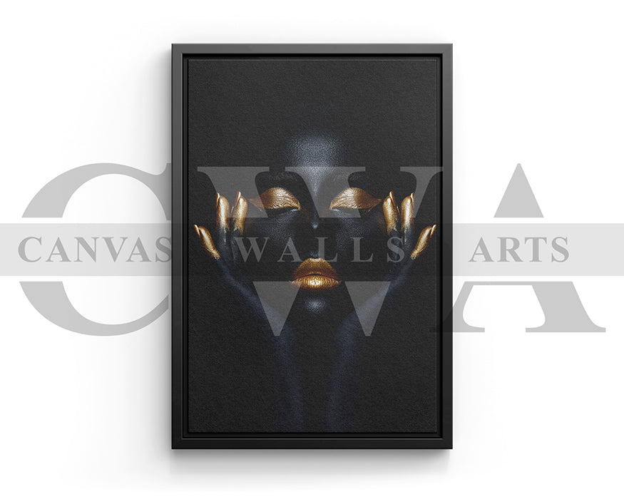Black and Gold Woman Canvas Wall Art African Poster Print