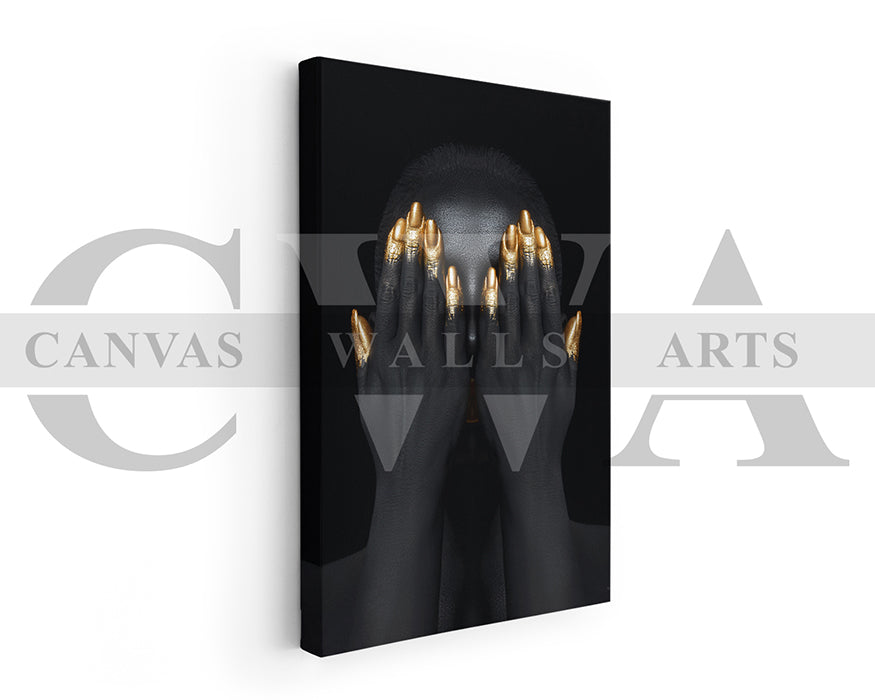 Black and Gold Woman Canvas Wall Art