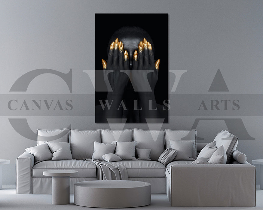 Black and Gold Woman Canvas Wall Art