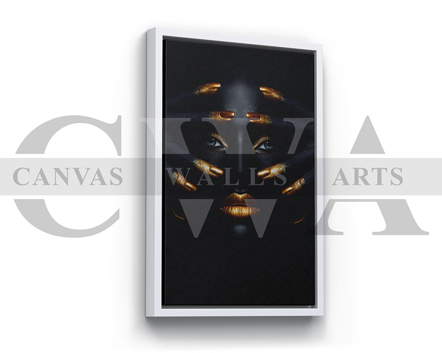 Black and Gold Woman Canvas Wall Art African Girl Art