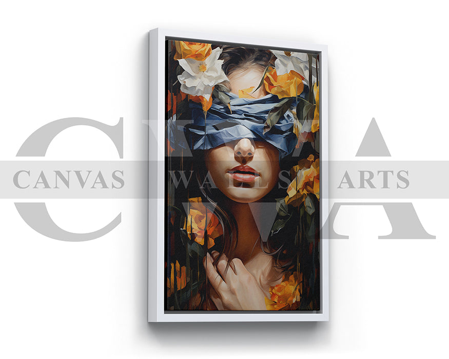 Blind Woman With Butterfly Painting Canvas Wall Art