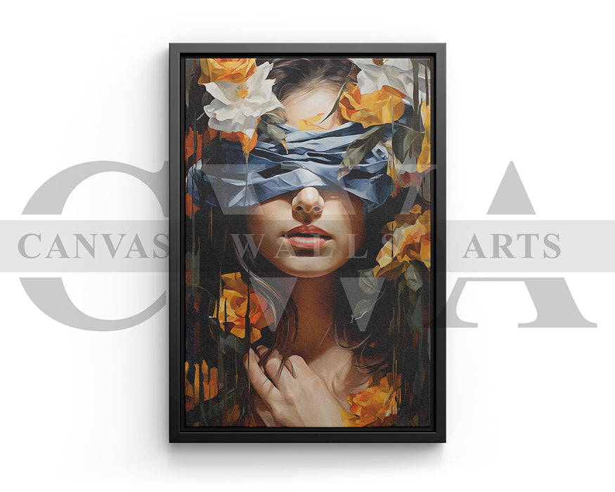 Blind Woman With Butterfly Painting Canvas Wall Art