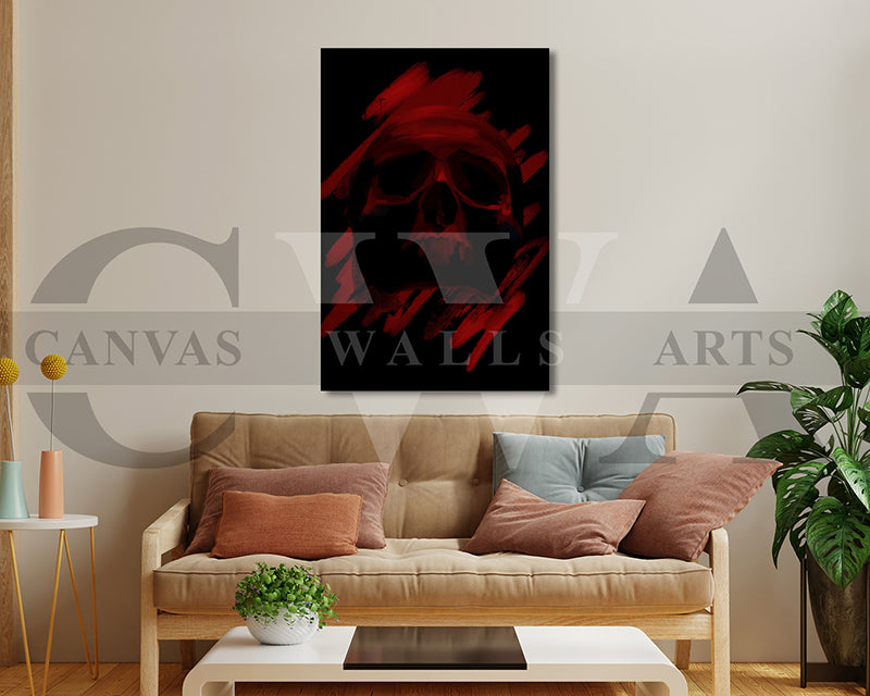 Blood Red Skull Canvas Wall Art Abstract Movie Poster