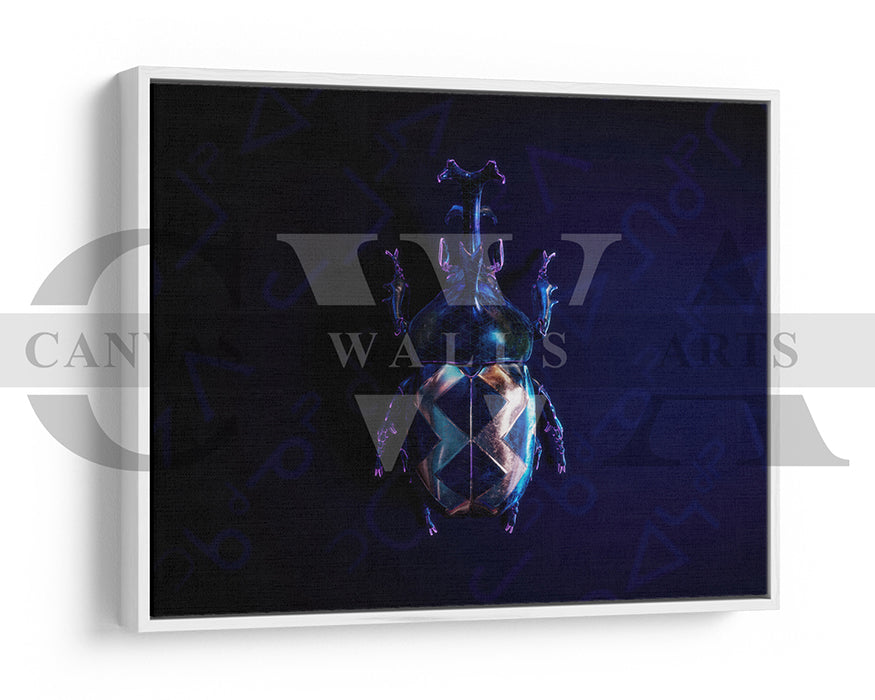 Blue Beetle Bug Canvas Wall Art
