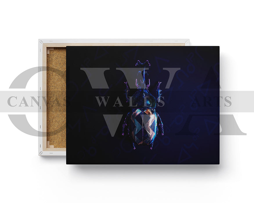 Blue Beetle Bug Canvas Wall Art