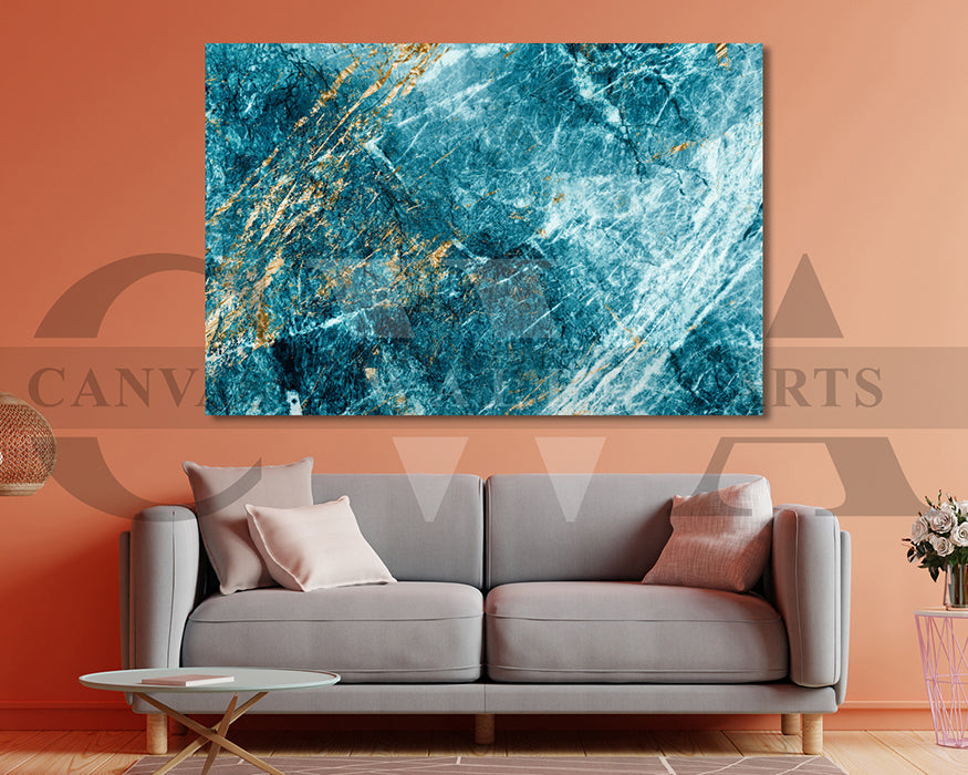 Blue and Gold Marble Canvas Wall Art Marble Canvas Print