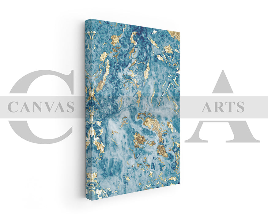Blue and Gold Marble Canvas Wall Art