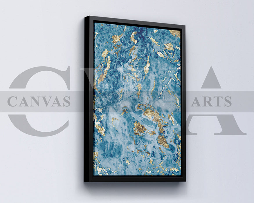 Blue and Gold Marble Canvas Wall Art