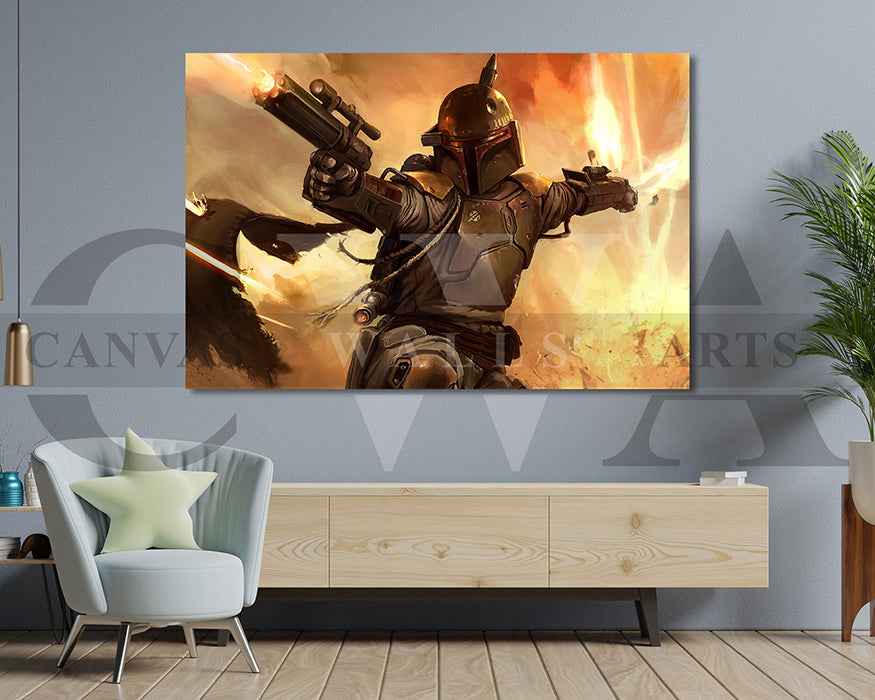 Boba Fett Canvas Wall Art Movie Poster Print