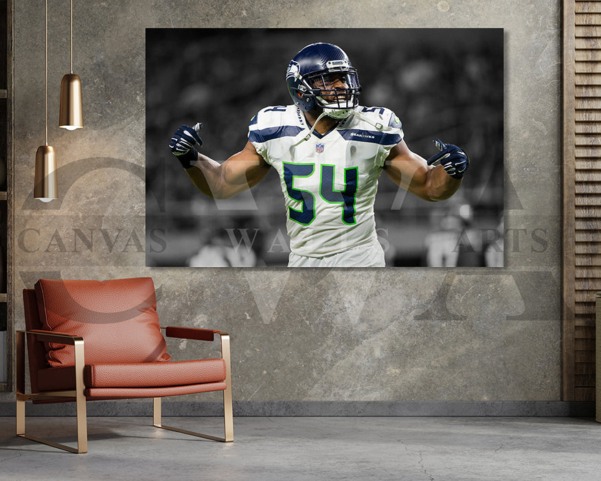 Bobby Wagner Black & White Canvas Art American Football Canvas Wall Art