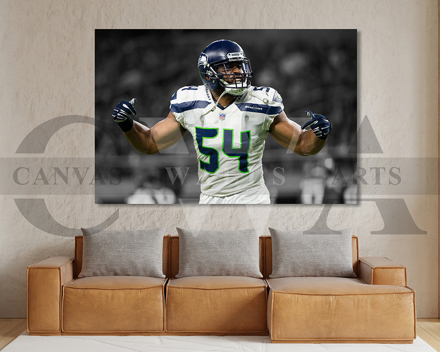 Bobby Wagner Black & White Canvas Art American Football Canvas Wall Art