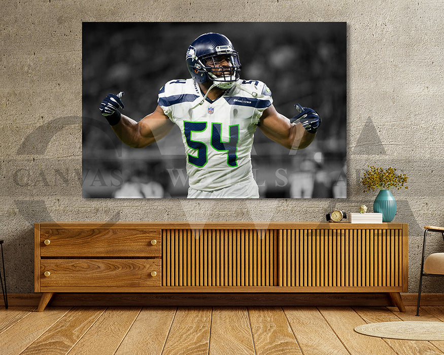 Bobby Wagner Black & White Canvas Art American Football Canvas Wall Art