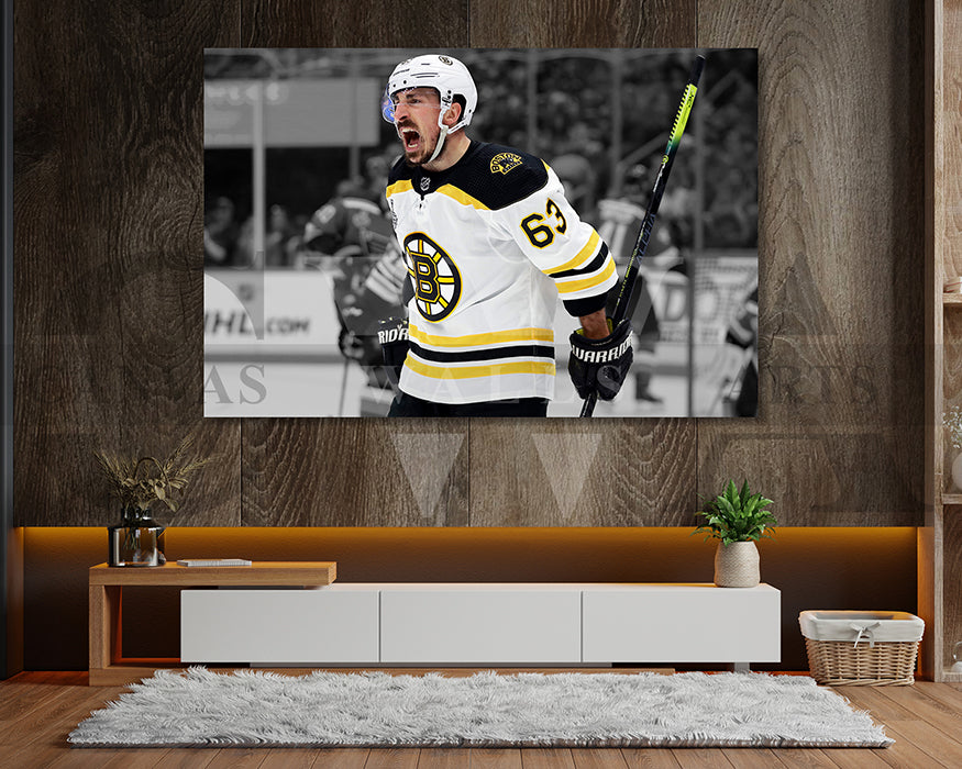 Brad Marchand Black & White Canvas Art Ice hockey Canvas Wall Art