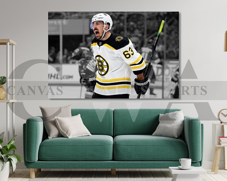 Brad Marchand Black & White Canvas Art Ice hockey Canvas Wall Art