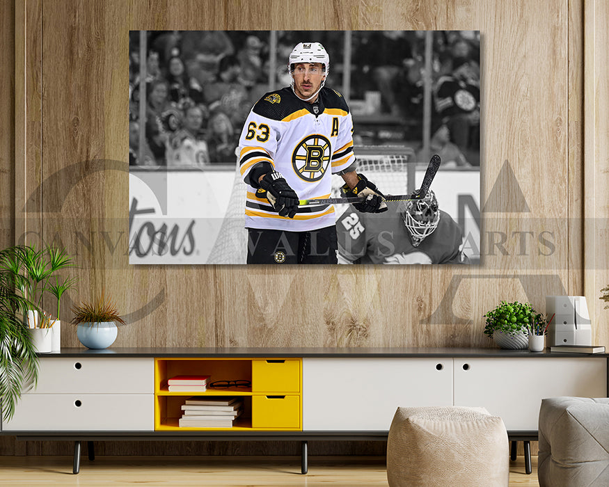 Brad Marchand Black & White Canvas Art Ice hockey Canvas Wall Art