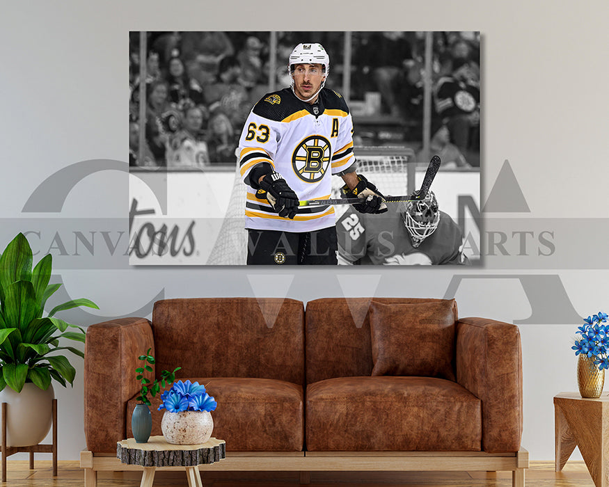 Brad Marchand Black & White Canvas Art Ice hockey Canvas Wall Art