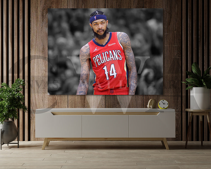 Brandon Ingram Black & White Canvas Art Basketball Canvas Wall Art