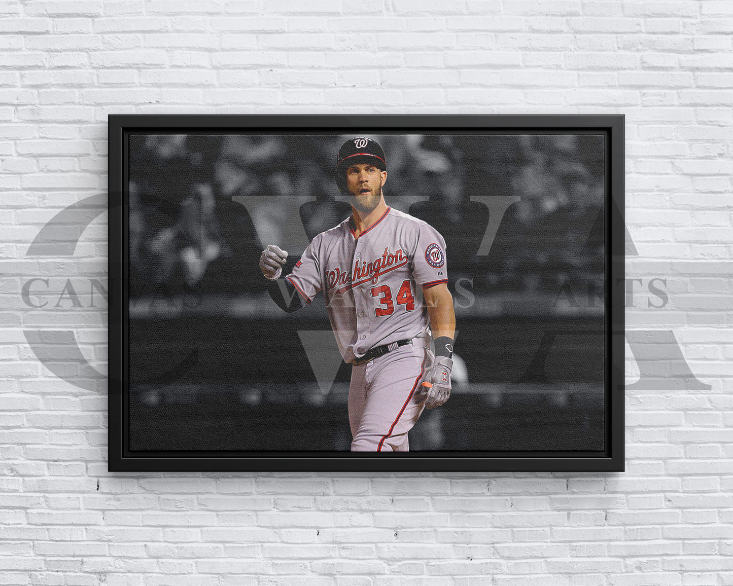 Bryce Harper Black & White Canvas Art Baseball Canvas Wall Art