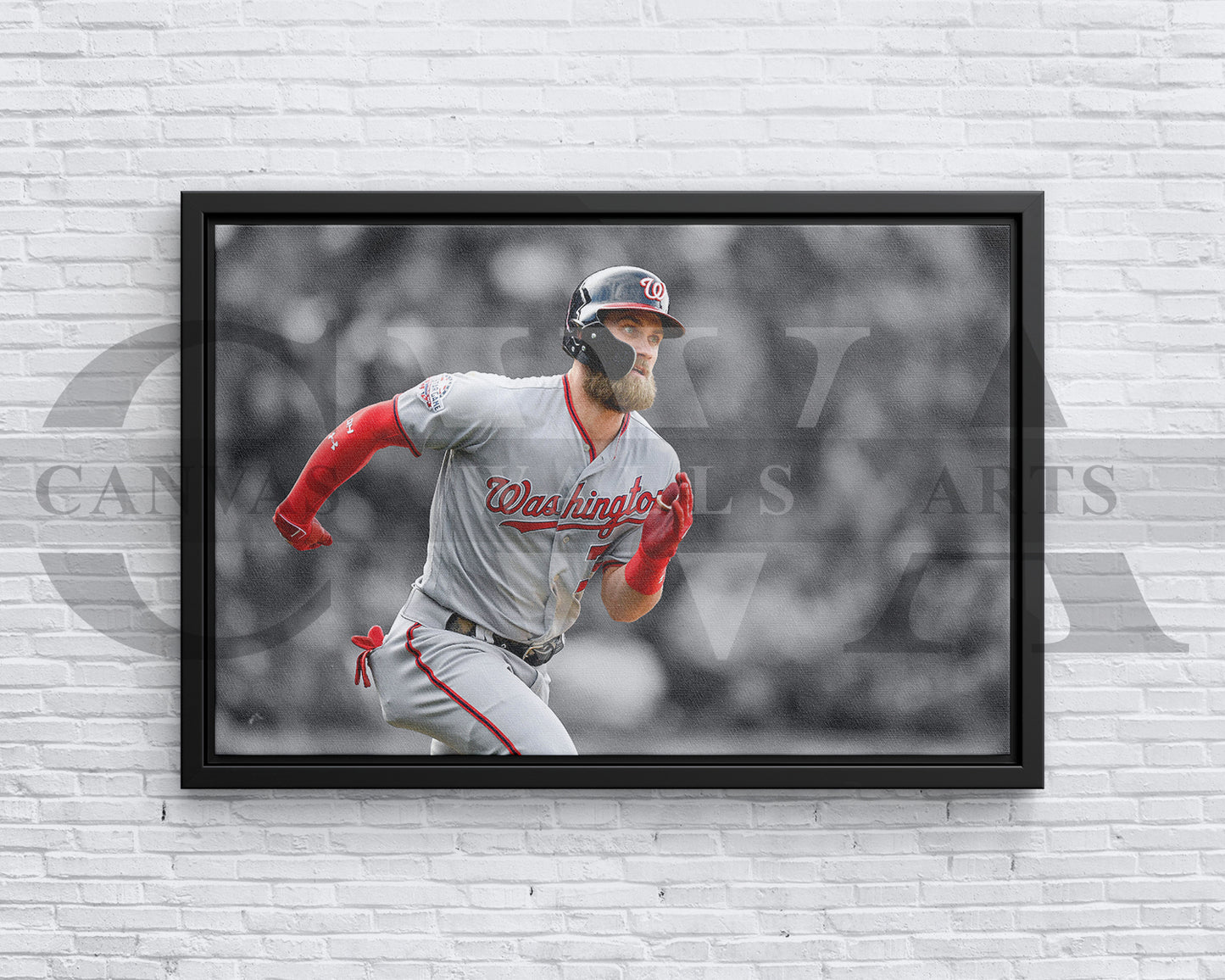 Bryce Harper Black & White Canvas Art Baseball Canvas Wall Art