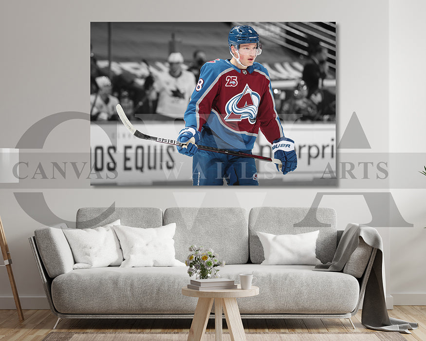 Cale Makar Black & White Canvas Art Ice hockey Canvas Wall Art