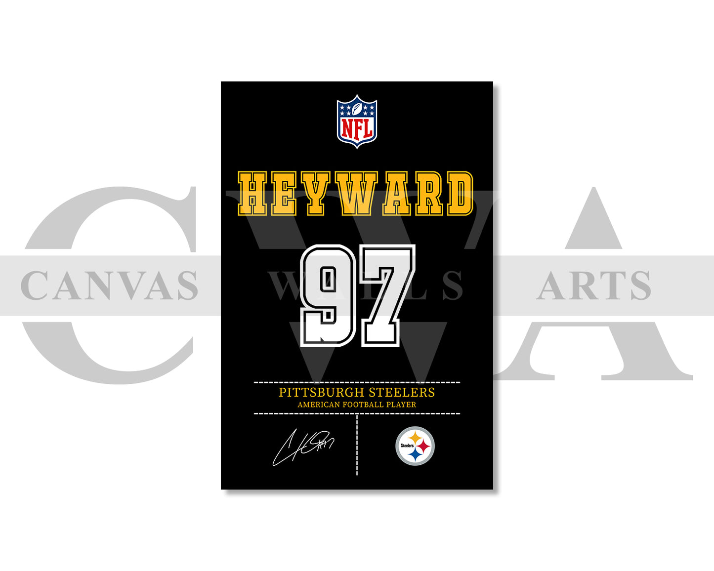 Cameron Heyward Canvas Wall Art - NFL Jersey Poster | Ready to Hang Sports Canvas Print