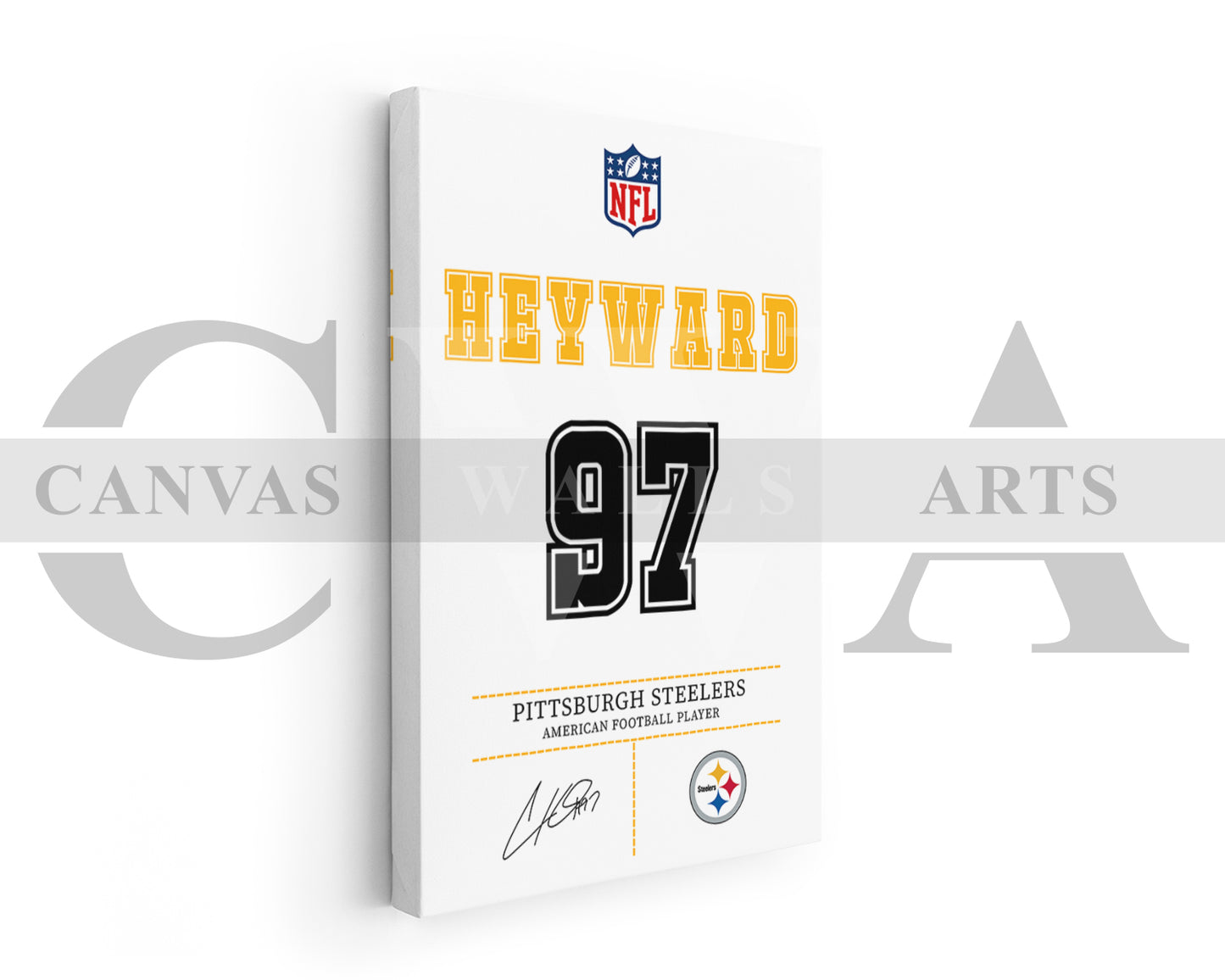 Cameron Heyward Canvas Wall Art - NFL Jersey Poster | Ready to Hang Sports Canvas Print