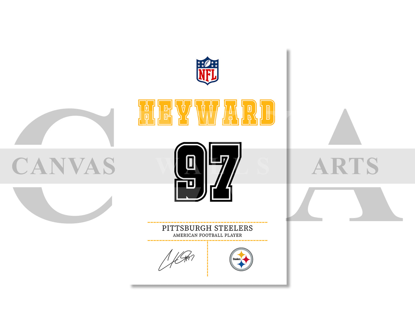 Cameron Heyward Canvas Wall Art - NFL Jersey Poster | Ready to Hang Sports Canvas Print