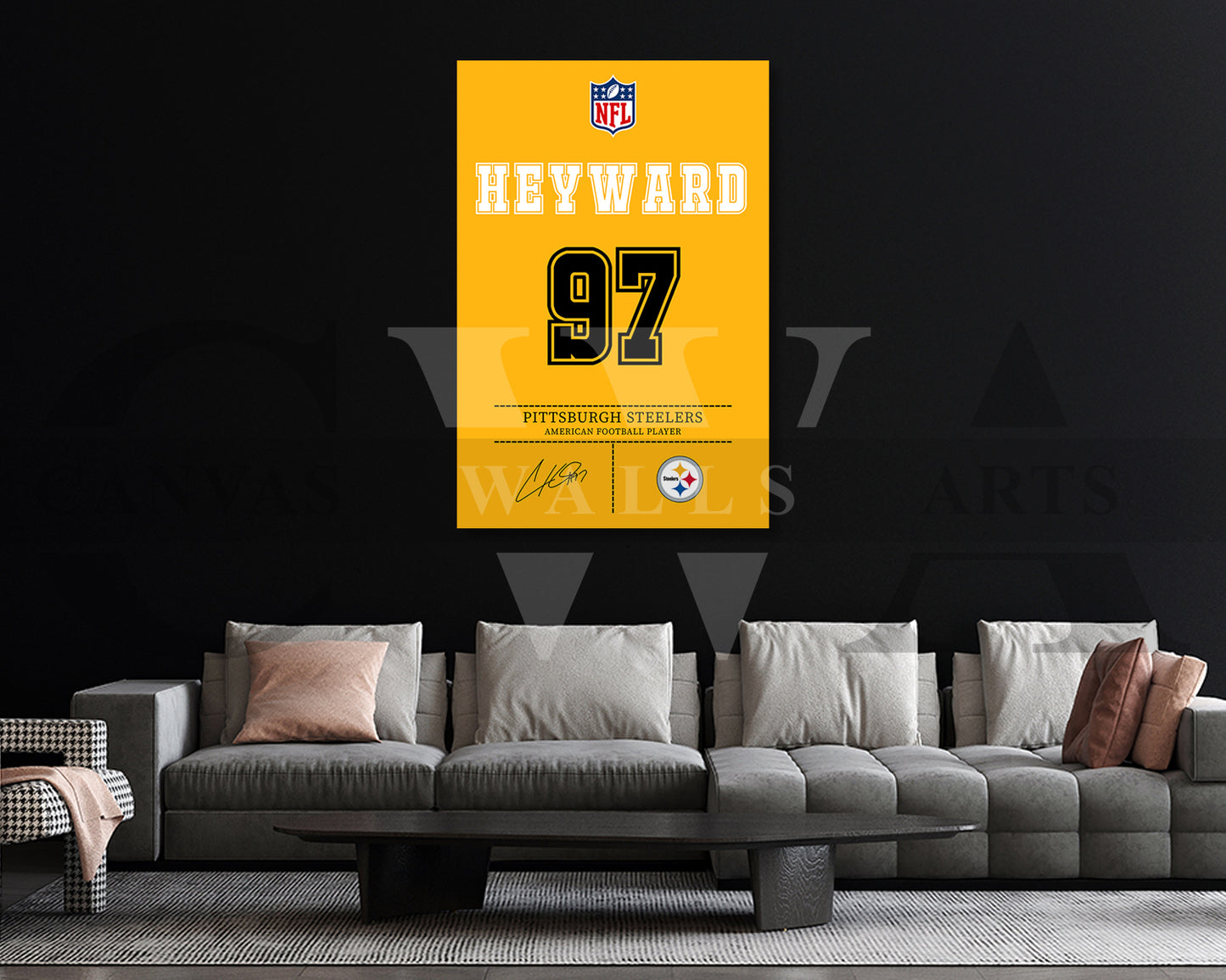 Cameron Heyward Canvas Wall Art - NFL Jersey Poster | Ready to Hang Sports Canvas Print