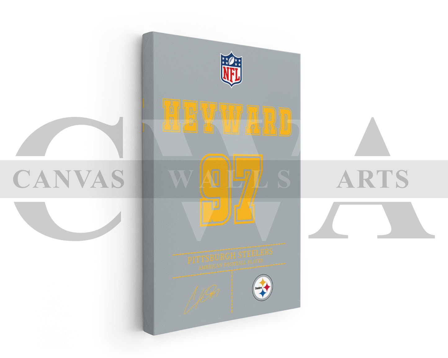 Cameron Heyward Canvas Wall Art - NFL Jersey Poster | Ready to Hang Sports Canvas Print