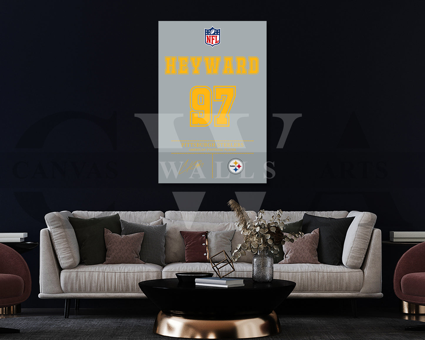 Cameron Heyward Canvas Wall Art - NFL Jersey Poster | Ready to Hang Sports Canvas Print
