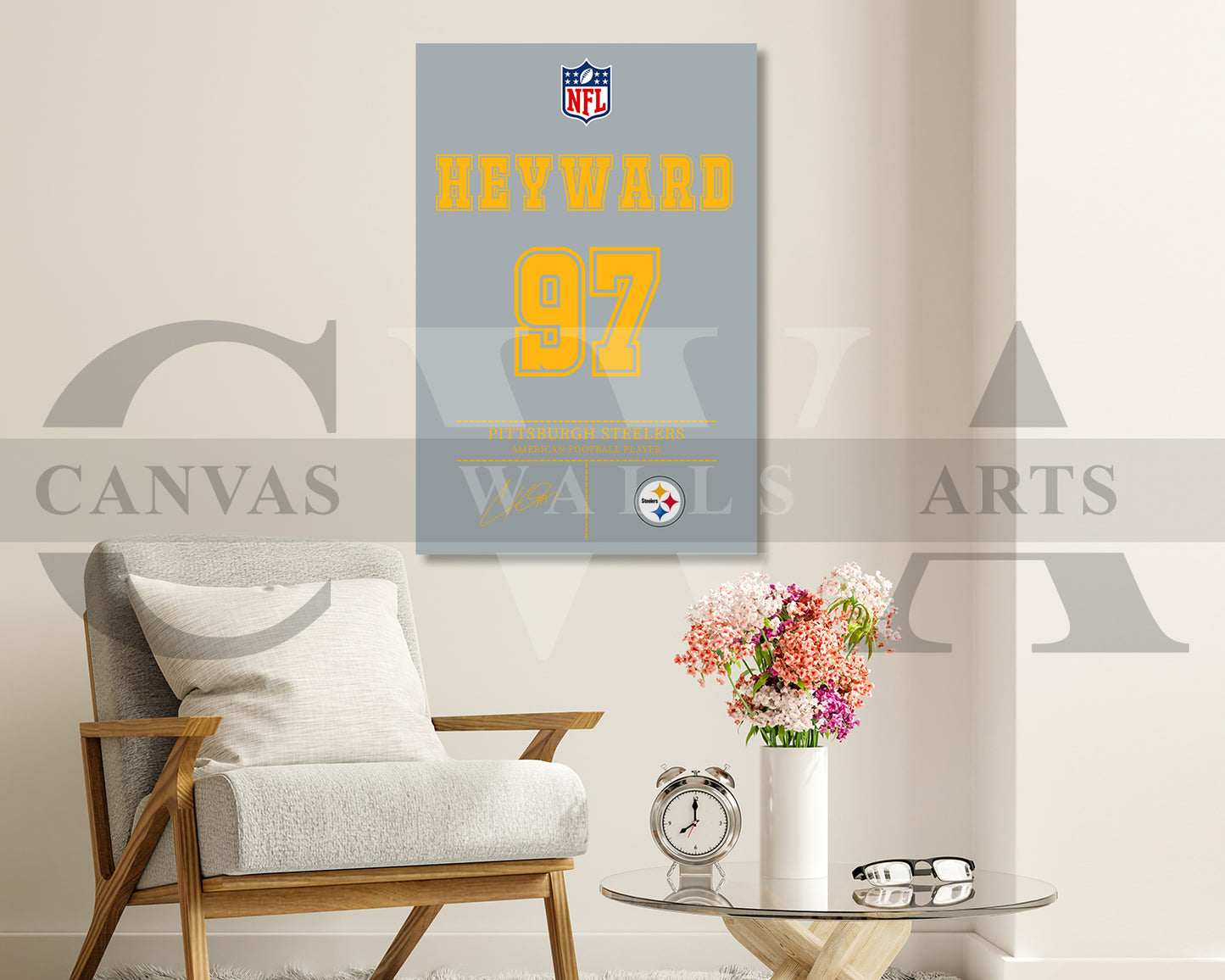 Cameron Heyward Canvas Wall Art - NFL Jersey Poster | Ready to Hang Sports Canvas Print