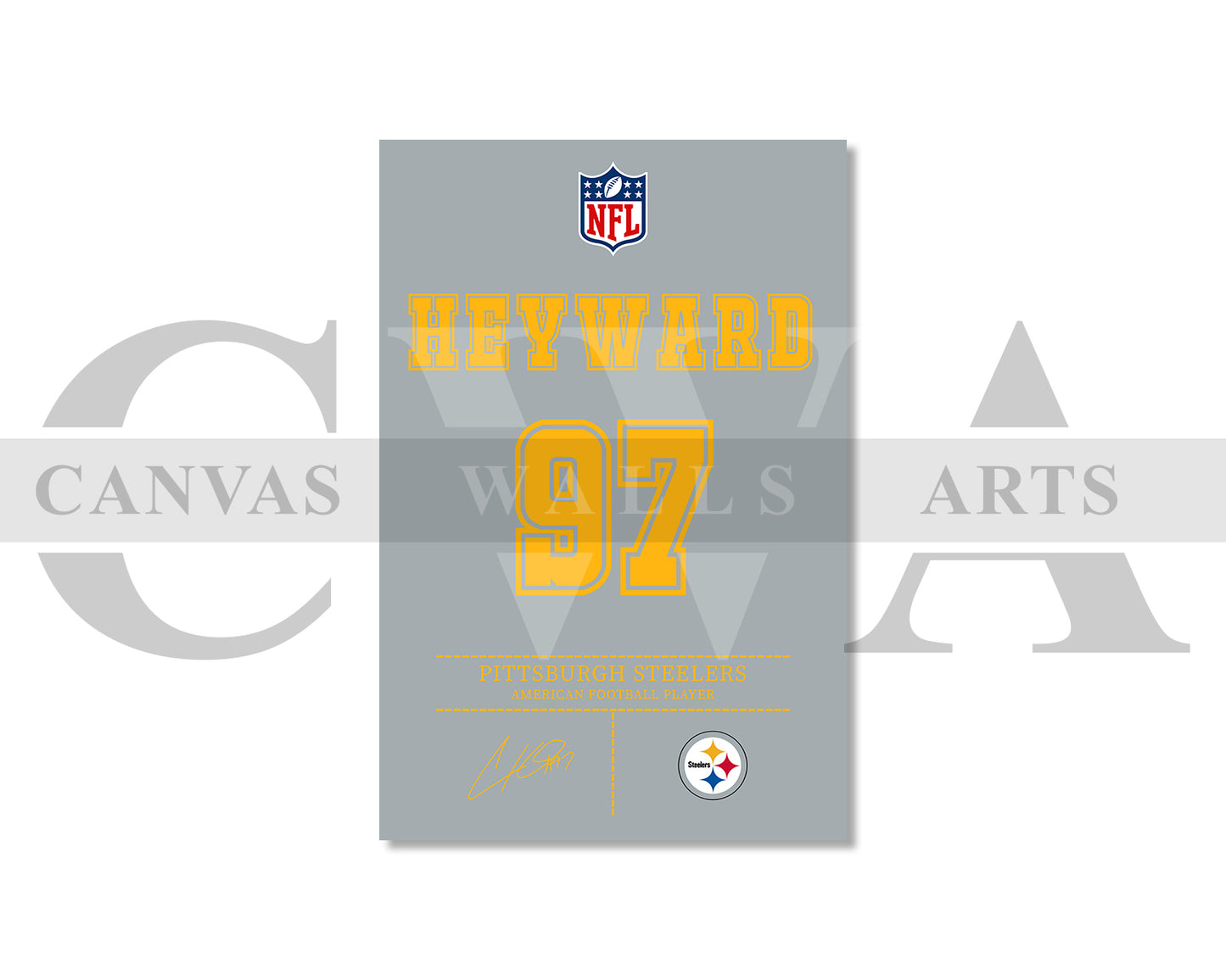 Cameron Heyward Canvas Wall Art - NFL Jersey Poster | Ready to Hang Sports Canvas Print