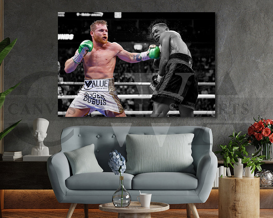 Canelo Álvarez Black & White Canvas Art MMA Canvas Wall Art