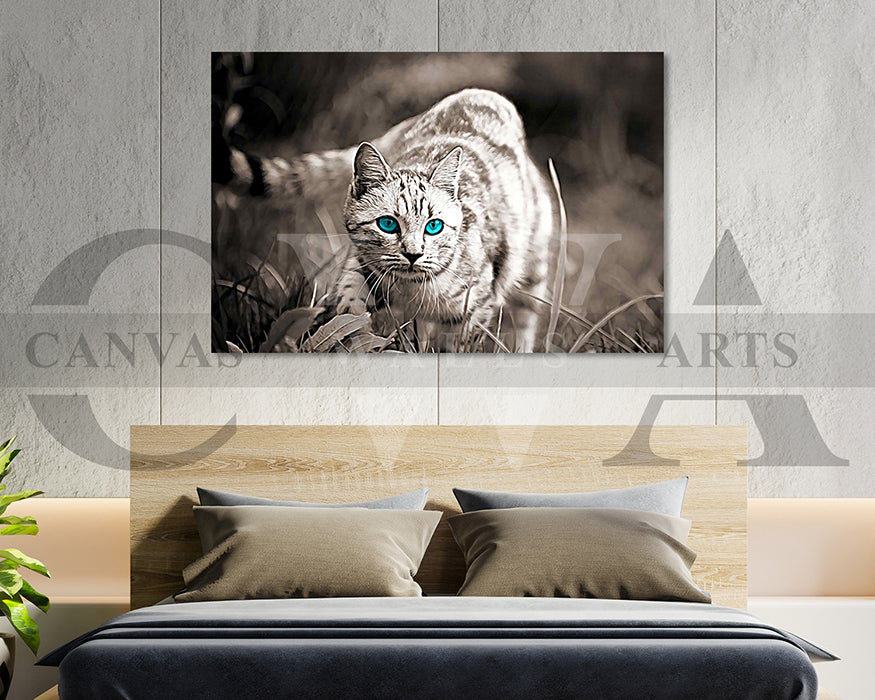 Cat Canvas Wall Art Animal Poster Print