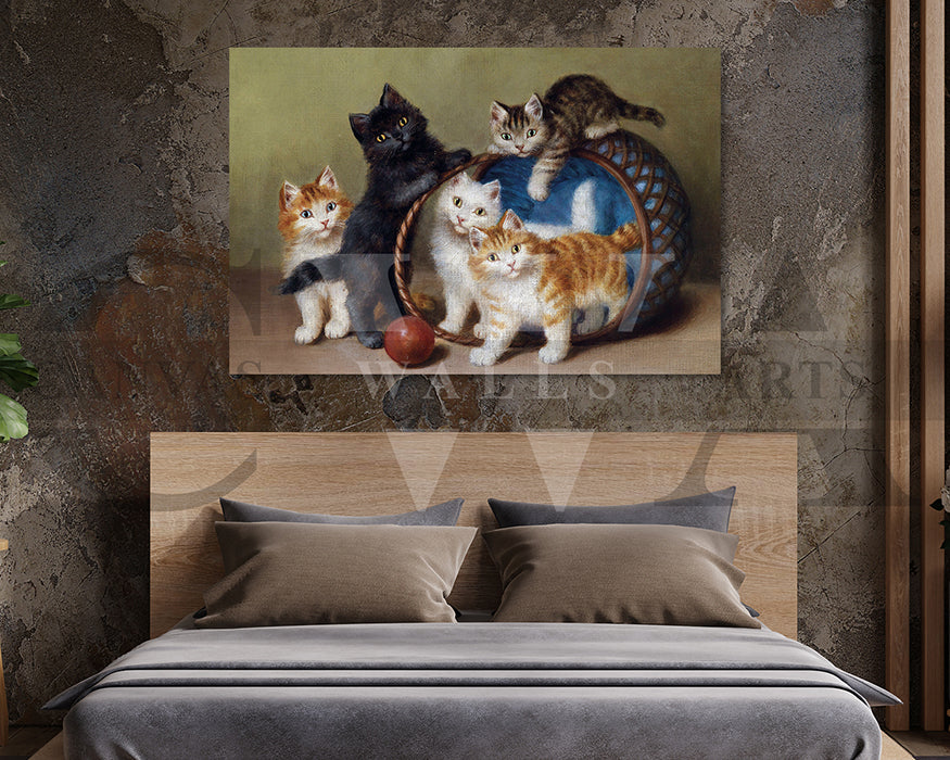Cat Painting Canvas Wall Art Animal Poster Frame