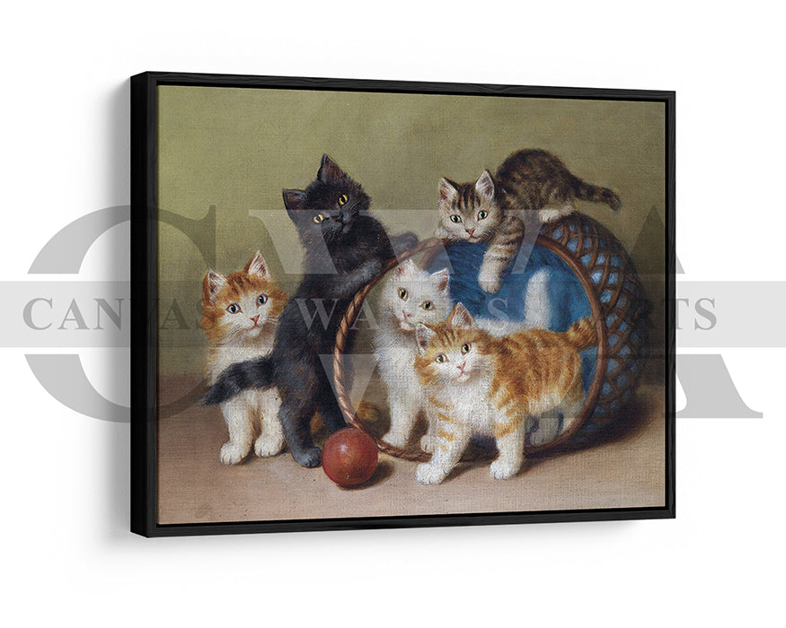 Cat Painting Canvas Wall Art Animal Poster Frame