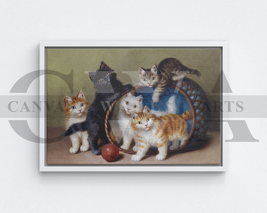 Cat Painting Canvas Wall Art Animal Poster Frame