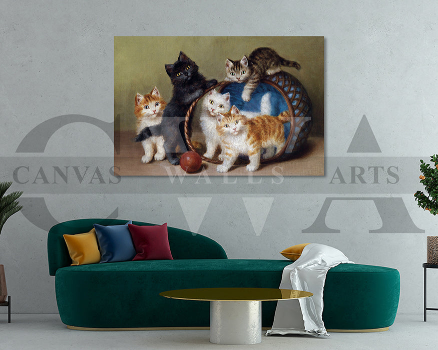 Cat Painting Canvas Wall Art Animal Poster Frame